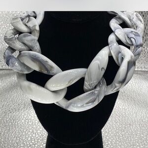 ChunKeeeee ^*^*^  Silver  Marble Chain Necklace ^^^ Earrings ^^^